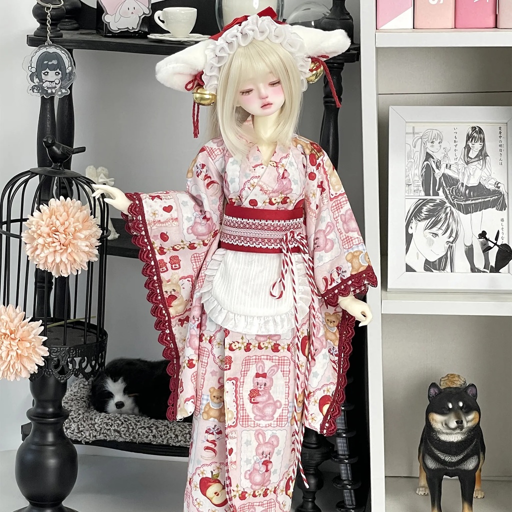 1/4ドール服 和服 和洋折衷 MDD MSD 4点セット