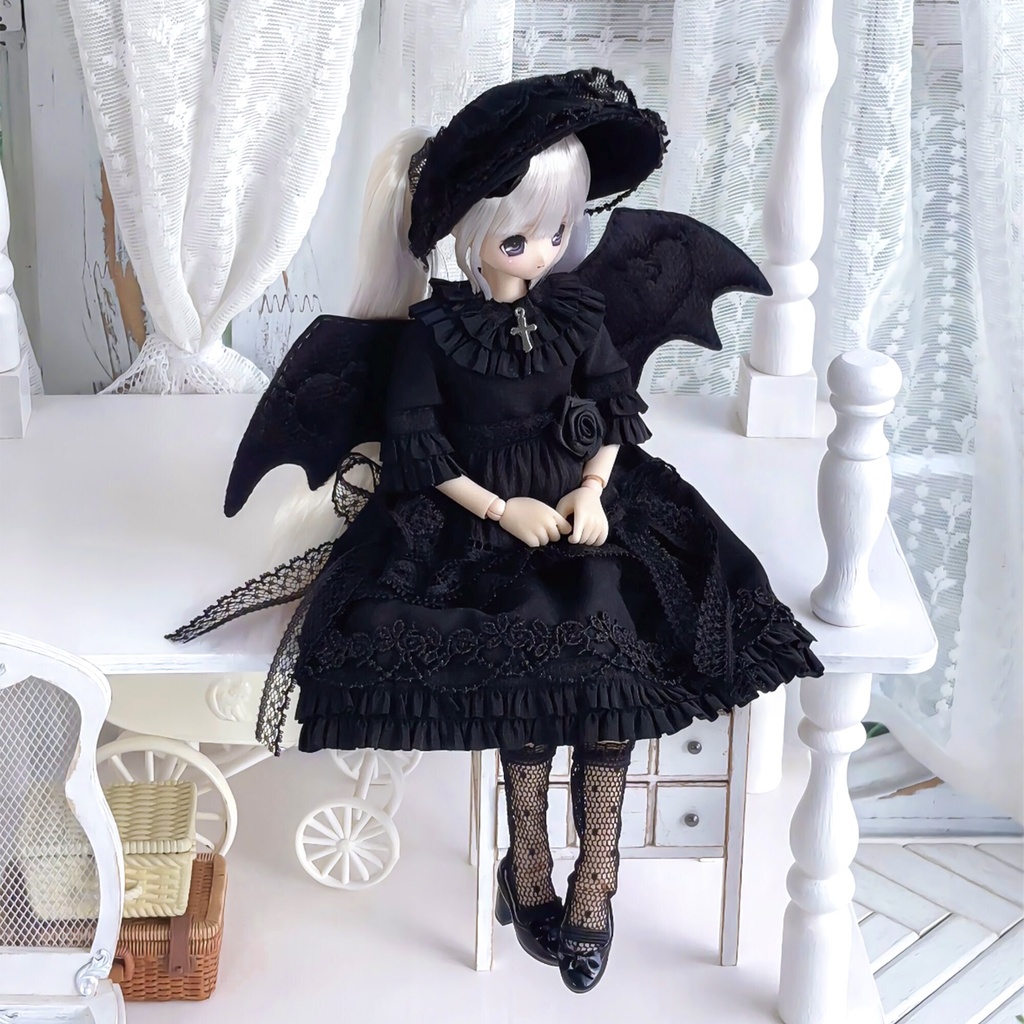 1/6　黒翼の呪文　ドール服　Azone　OB22　OB24　オビツ22　オビツ24　ピュアニーモ S　ピュアニーモ M　