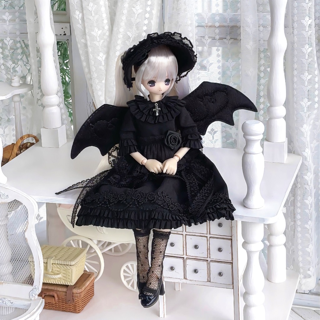 1/6　黒翼の呪文　ドール服　Azone　OB22　OB24　オビツ22　オビツ24　ピュアニーモ S　ピュアニーモ M　