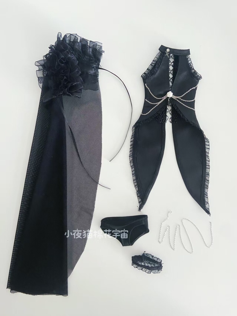 1/4ドール服　ゴシック　ハルターネックセット　4点セット