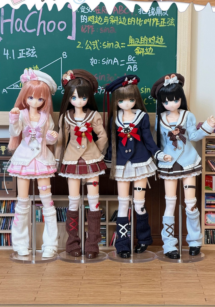 1/6　セーラー風スクールセット　9点セット　ドール服　Azone　OB22　OB24　オビツ22　オビツ24　ピュアニーモ S　ピュアニーモ M　