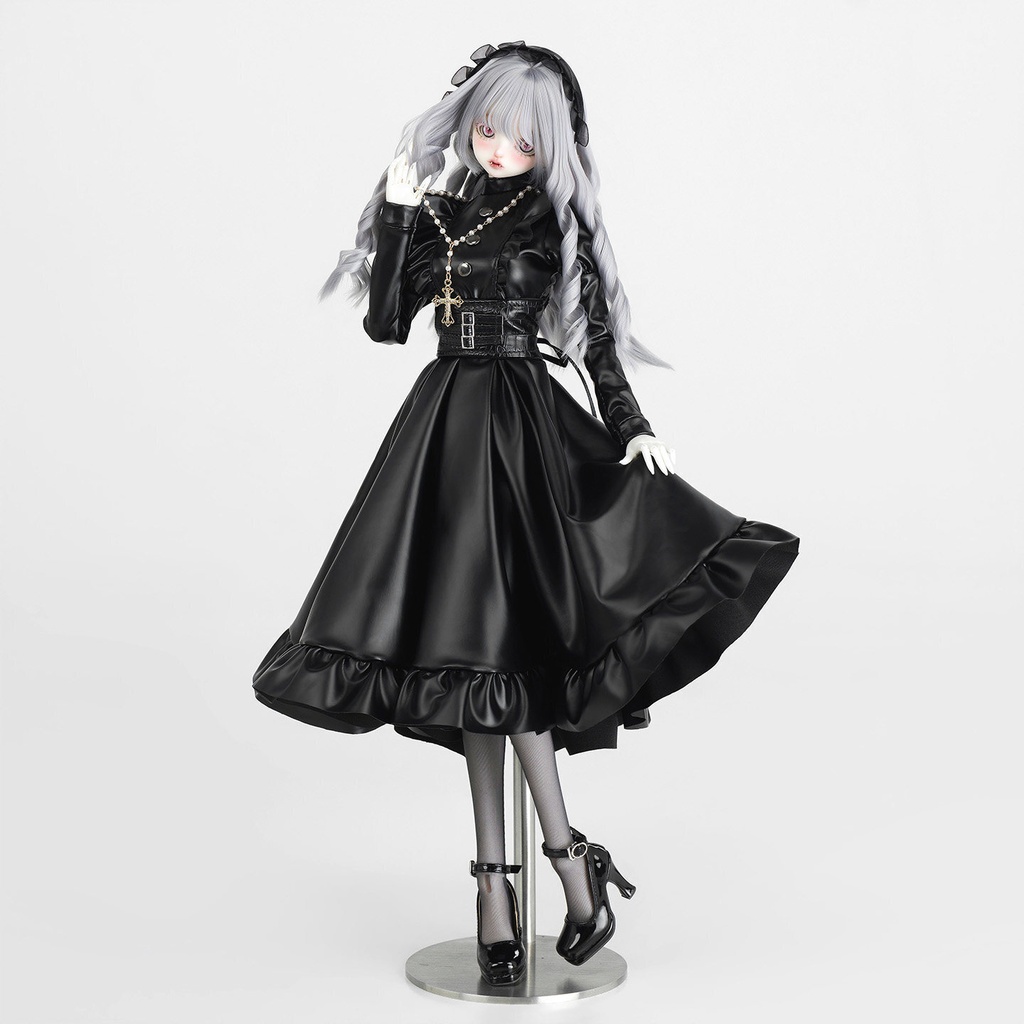 1/4ドール服　PUメイド服　ワンピース　5点セット