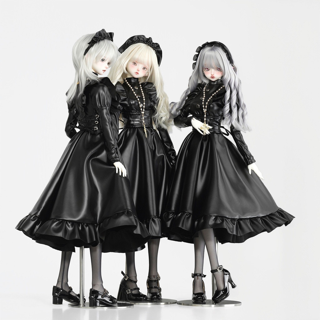 1/4ドール服　PUメイド服　ワンピース　5点セット