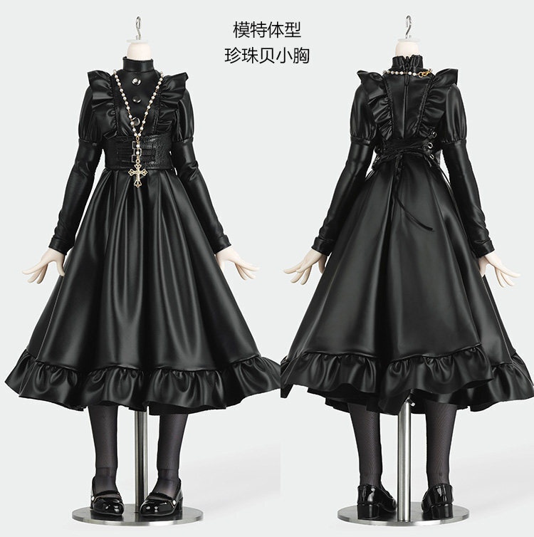 1/4ドール服　PUメイド服　ワンピース　5点セット