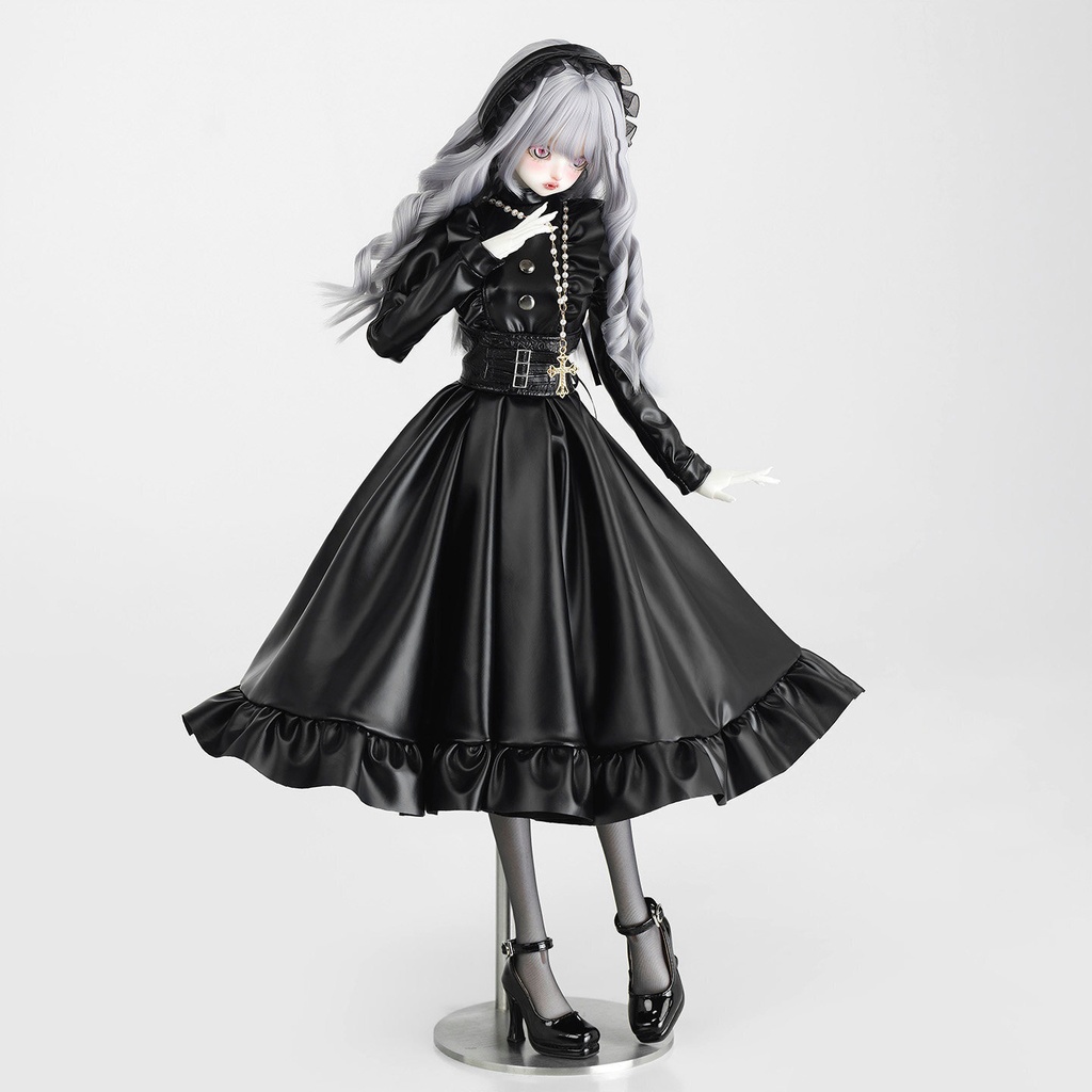 1/4ドール服　PUメイド服　ワンピース　5点セット
