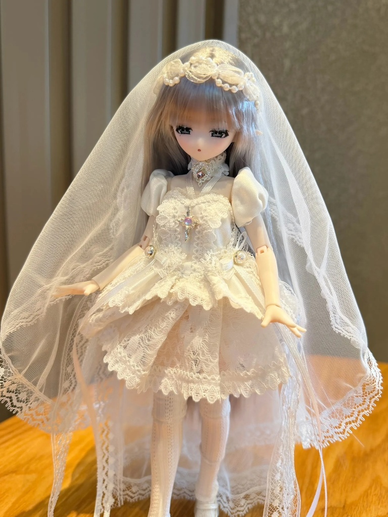 1/6ドール服 ウェディングドレス Azone OB24 オビツ24 ピュアニーモ M
