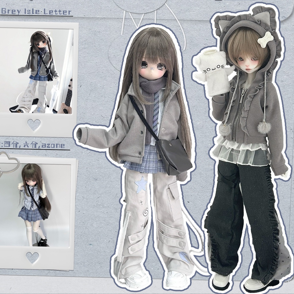 1/4ドール服　カジュアルコーデ　学院風　ストリート系　ドール服　4点セット
