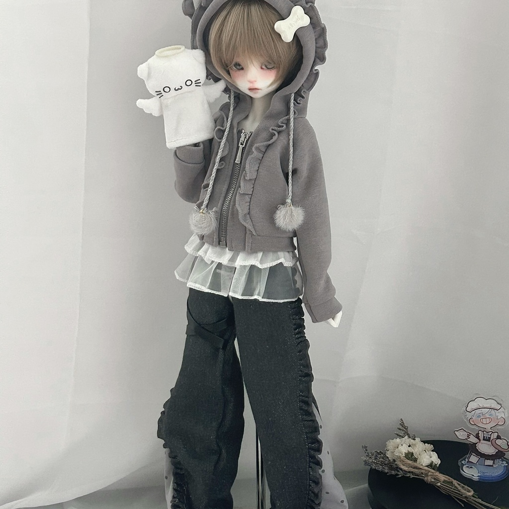 1/4ドール服 カジュアルコーデ 学院風 ストリート系 ドール服 4点セット