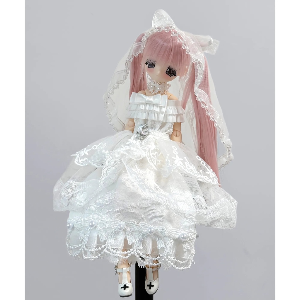 1/6　ウェディング風ドレス　ドール服　Azone　OB22　OB24　オビツ22　オビツ24　ピュアニーモ S　ピュアニーモ M
