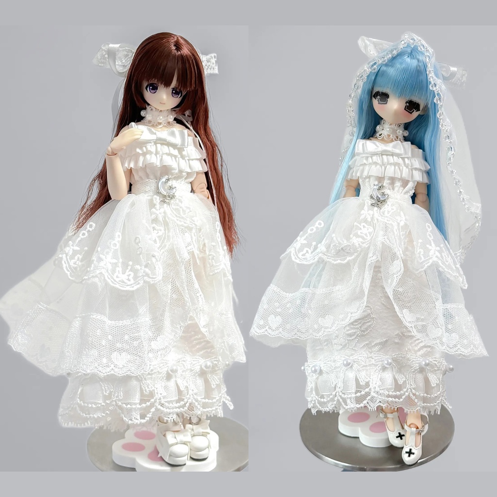 1/6　ウェディング風ドレス　ドール服　Azone　OB22　OB24　オビツ22　オビツ24　ピュアニーモ S　ピュアニーモ M