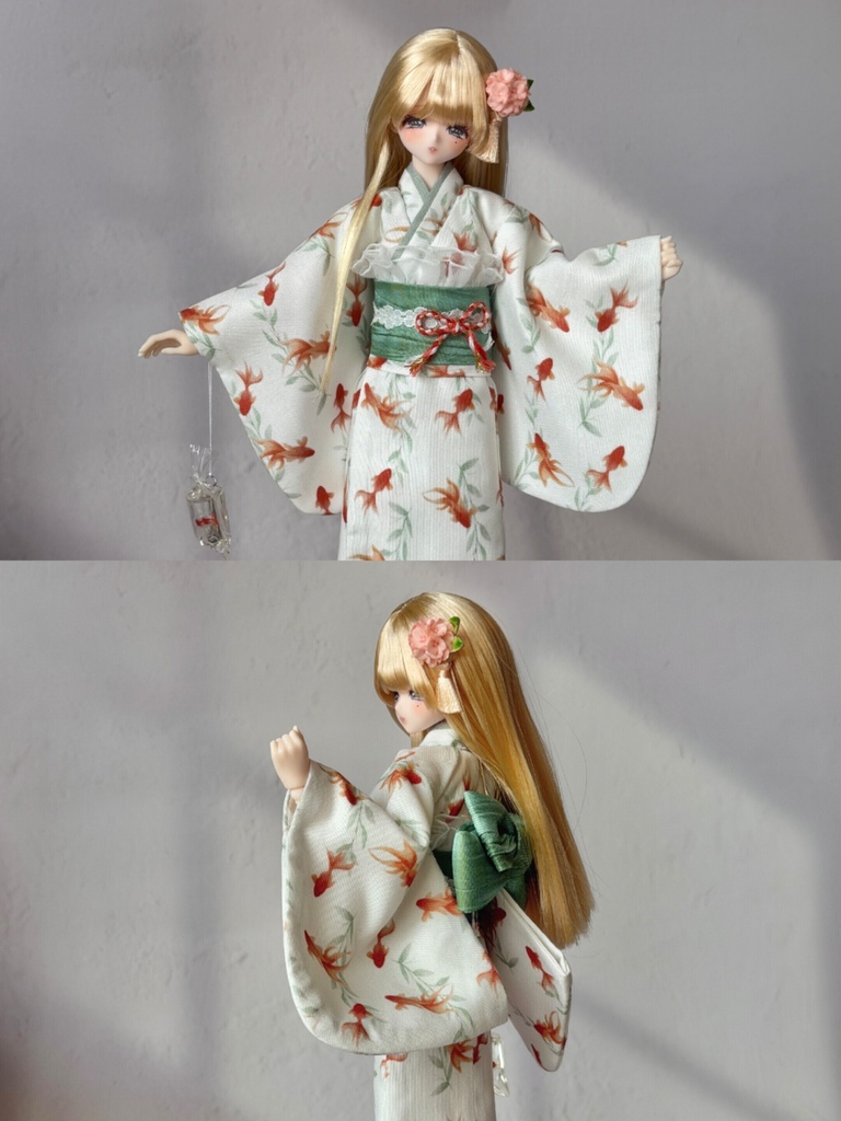 1/6ドール服 浴衣 金魚 紫陽花柄 Azone 6点セット OB24 OB22 オビツ24 ピュアニーモ M ピュアニーモ S OB26