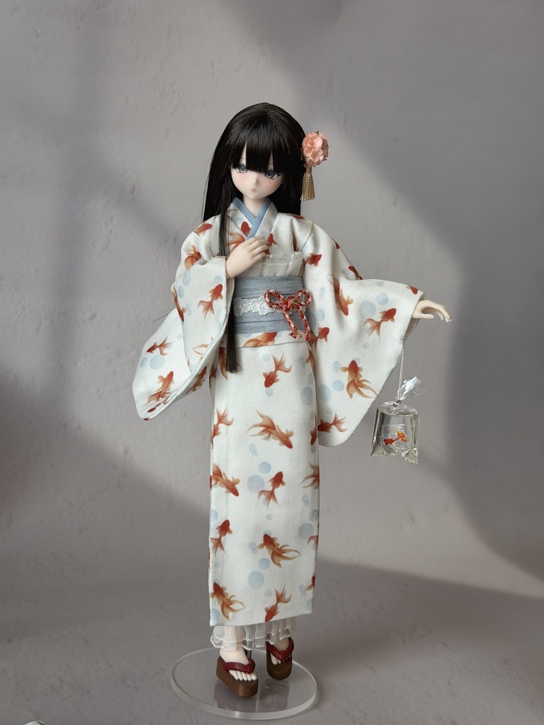 1/6ドール服 浴衣 金魚 紫陽花柄 Azone 6点セット OB24 OB22 オビツ24 ピュアニーモ M ピュアニーモ S OB26