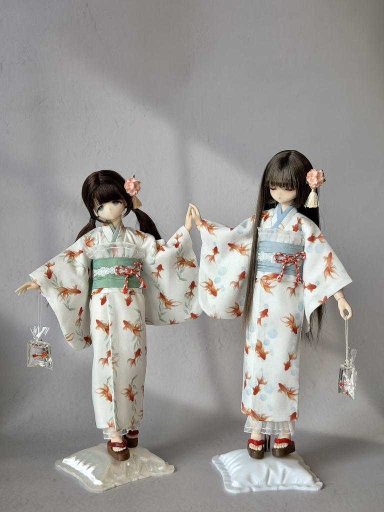 1/6ドール服 浴衣 金魚 紫陽花柄 Azone 6点セット OB24 OB22 オビツ24 ピュアニーモ M ピュアニーモ S OB26