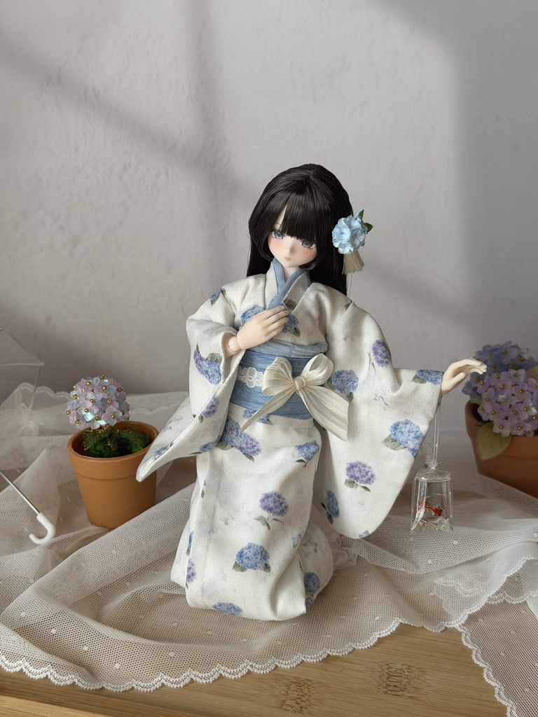 1/6ドール服 浴衣 金魚 紫陽花柄 Azone 6点セット OB24 OB22 オビツ24 ピュアニーモ M ピュアニーモ S OB26