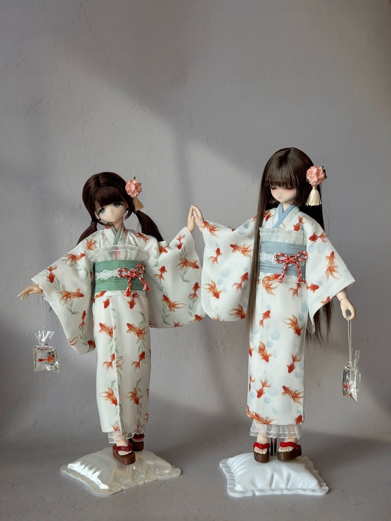 1/6ドール服 浴衣 金魚 紫陽花柄 Azone 6点セット OB24 OB22 オビツ24 ピュアニーモ M ピュアニーモ S OB26