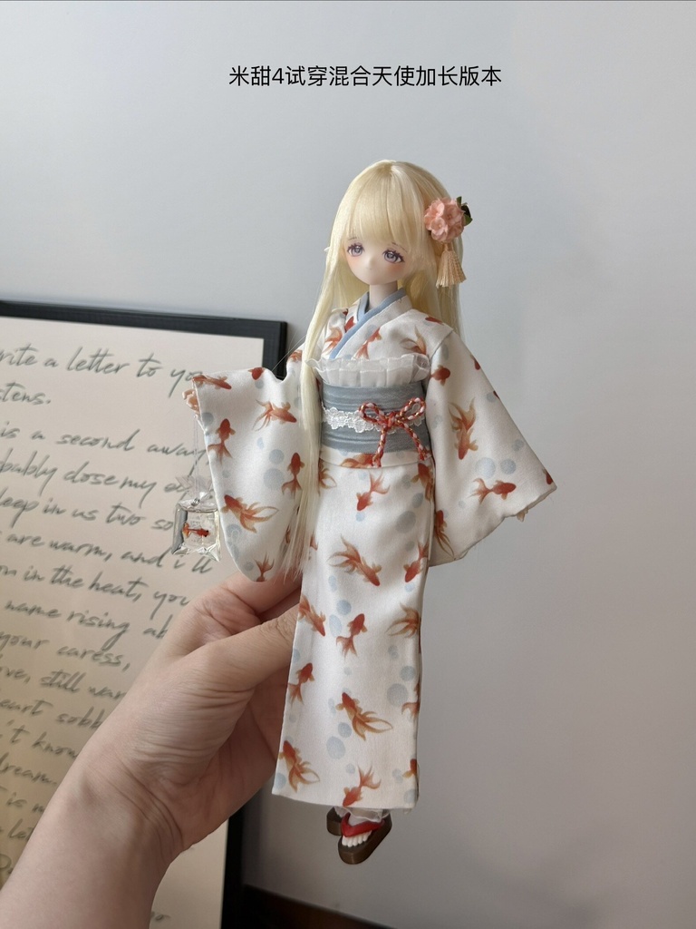 1/6ドール服 浴衣 金魚 紫陽花柄 Azone 6点セット OB24 OB22 オビツ24 ピュアニーモ M ピュアニーモ S OB26