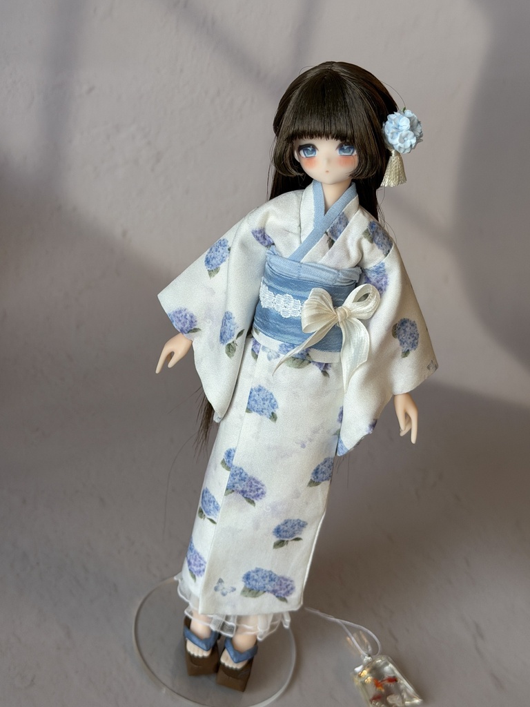 1/6ドール服 浴衣 金魚 紫陽花柄 Azone 6点セット OB24 OB22 オビツ24 ピュアニーモ M ピュアニーモ S OB26