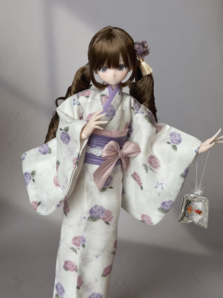 1/6ドール服 浴衣 金魚 紫陽花柄 Azone 6点セット OB24 OB22 オビツ24 ピュアニーモ M ピュアニーモ S OB26