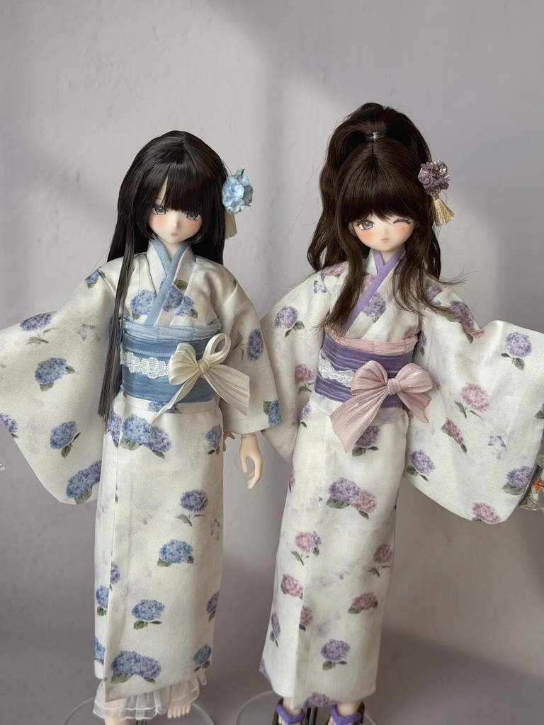 1/6ドール服 浴衣 金魚 紫陽花柄 Azone 6点セット OB24 OB22 オビツ24 ピュアニーモ M ピュアニーモ S OB26