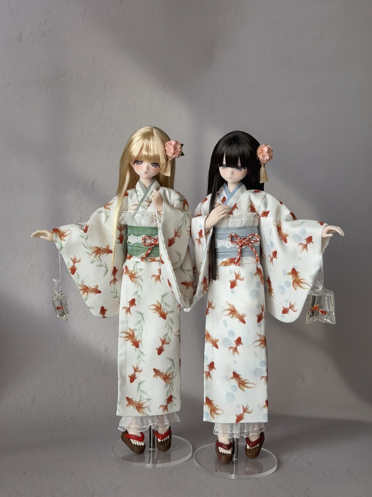 1/6ドール服 浴衣 金魚 紫陽花柄 Azone 6点セット OB24 OB22 オビツ24 ピュアニーモ M ピュアニーモ S OB26