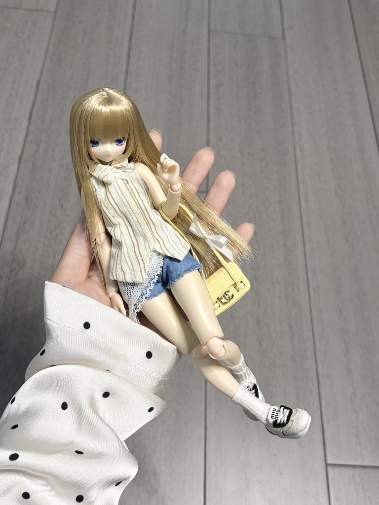 1/6ドール服 ノースリーブバックオープンシャツ Azone OB24 OB22 オビツ24 ピュアニーモ M ピュアニーモ S