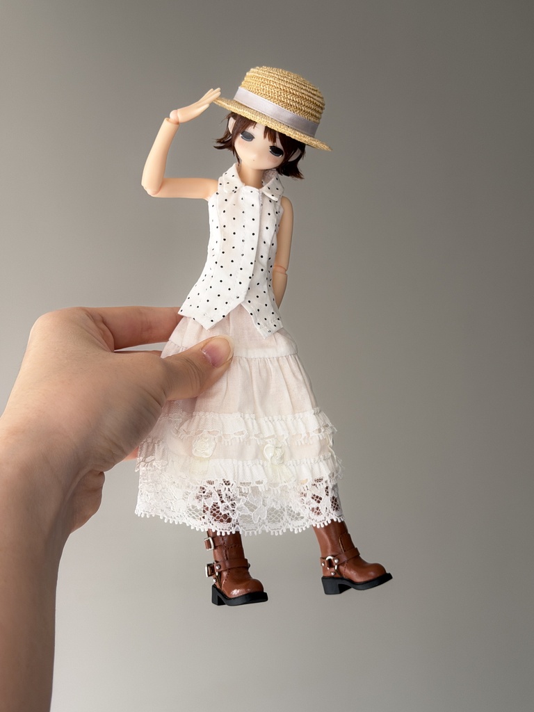 1/6ドール服 ノースリーブバックオープンシャツ Azone OB24 OB22 オビツ24 ピュアニーモ M ピュアニーモ S