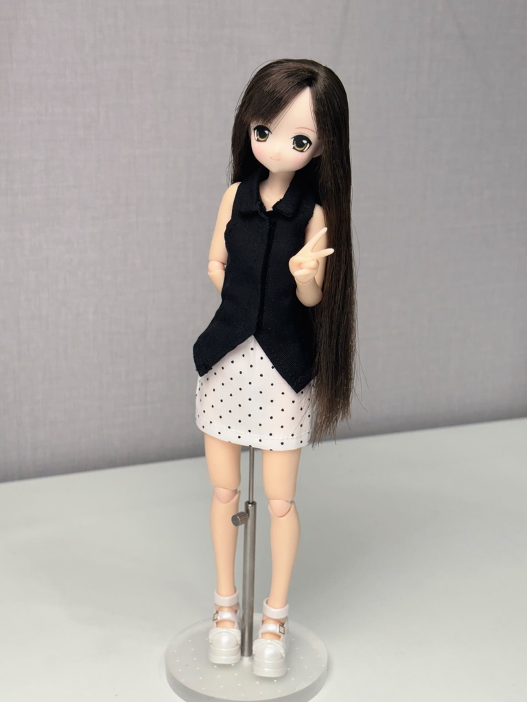 1/6ドール服 ノースリーブバックオープンシャツ Azone OB24 OB22 オビツ24 ピュアニーモ M ピュアニーモ S