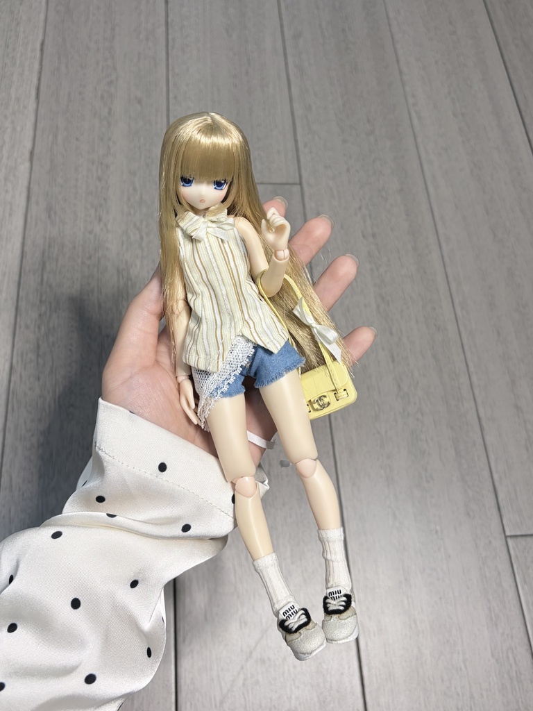 1/6ドール服 ノースリーブバックオープンシャツ Azone OB24 OB22 オビツ24 ピュアニーモ M ピュアニーモ S