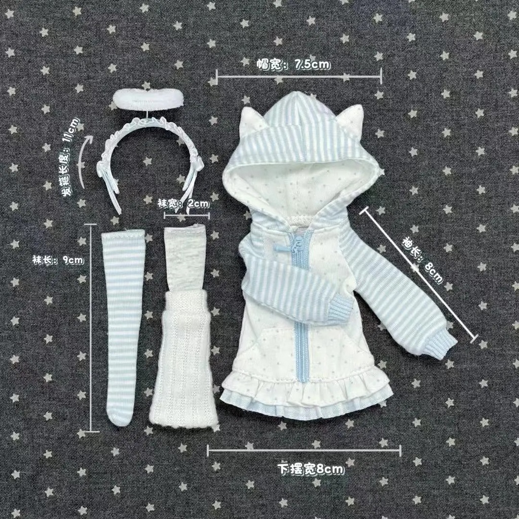1/6ドール服 猫耳パーカー Azone OB24 OB22 オビツ24 ピュアニーモ M ピュアニーモ S