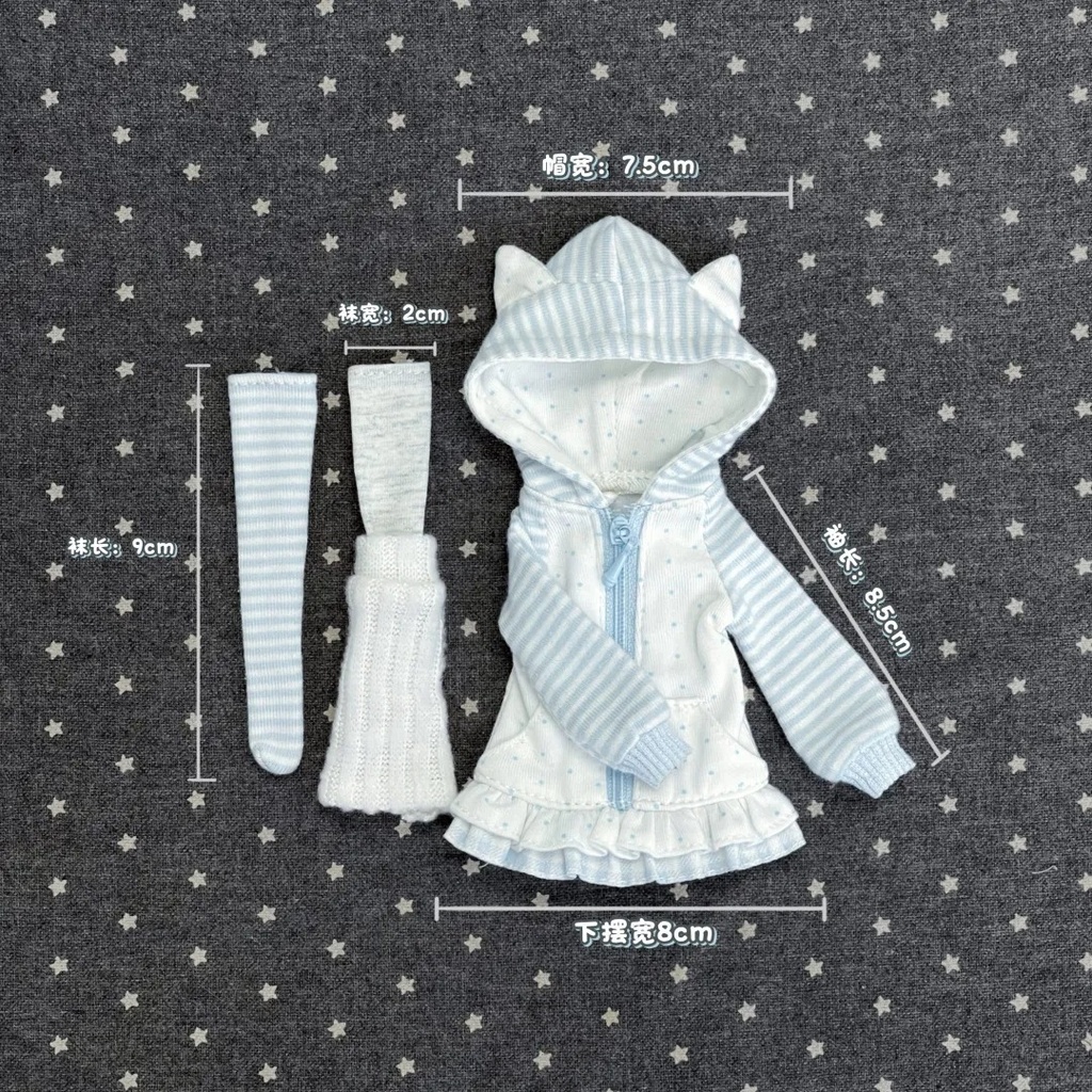 1/6ドール服 猫耳パーカー Azone OB24 OB22 オビツ24 ピュアニーモ M ピュアニーモ S