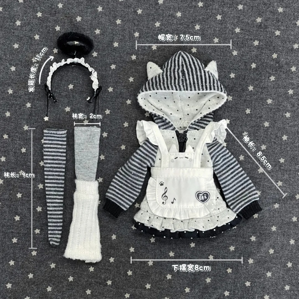 1/6ドール服 猫耳パーカー Azone OB24 OB22 オビツ24 ピュアニーモ M ピュアニーモ S