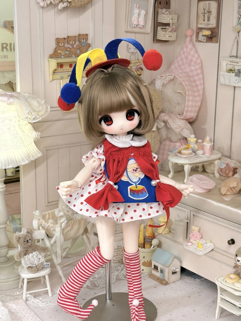 1/6ドール服　サーカス風　ピエロ　衣装セット　ドール服　ワンピース
