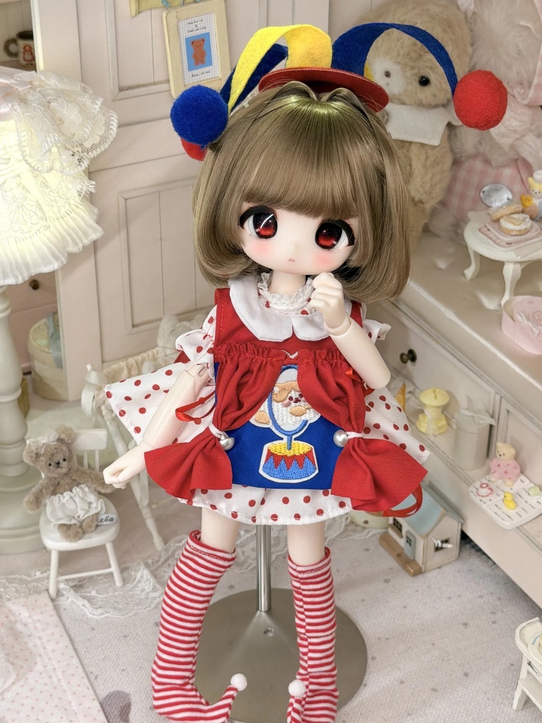 1/6ドール服　サーカス風　ピエロ　衣装セット　ドール服　ワンピース