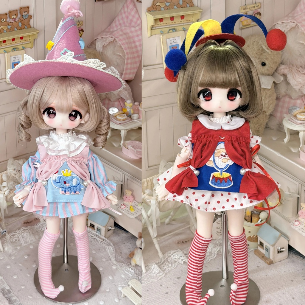 1/6ドール服　サーカス風　ピエロ　衣装セット　ドール服　ワンピース