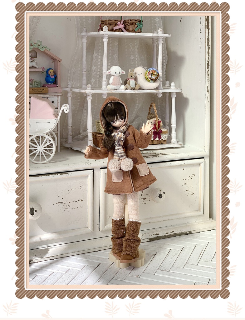 1/6ドール服 冬服セット もこもこコートセット 6点セット Azone OB24 OB22 オビツ24 ピュアニーモ M ピュアニーモ S