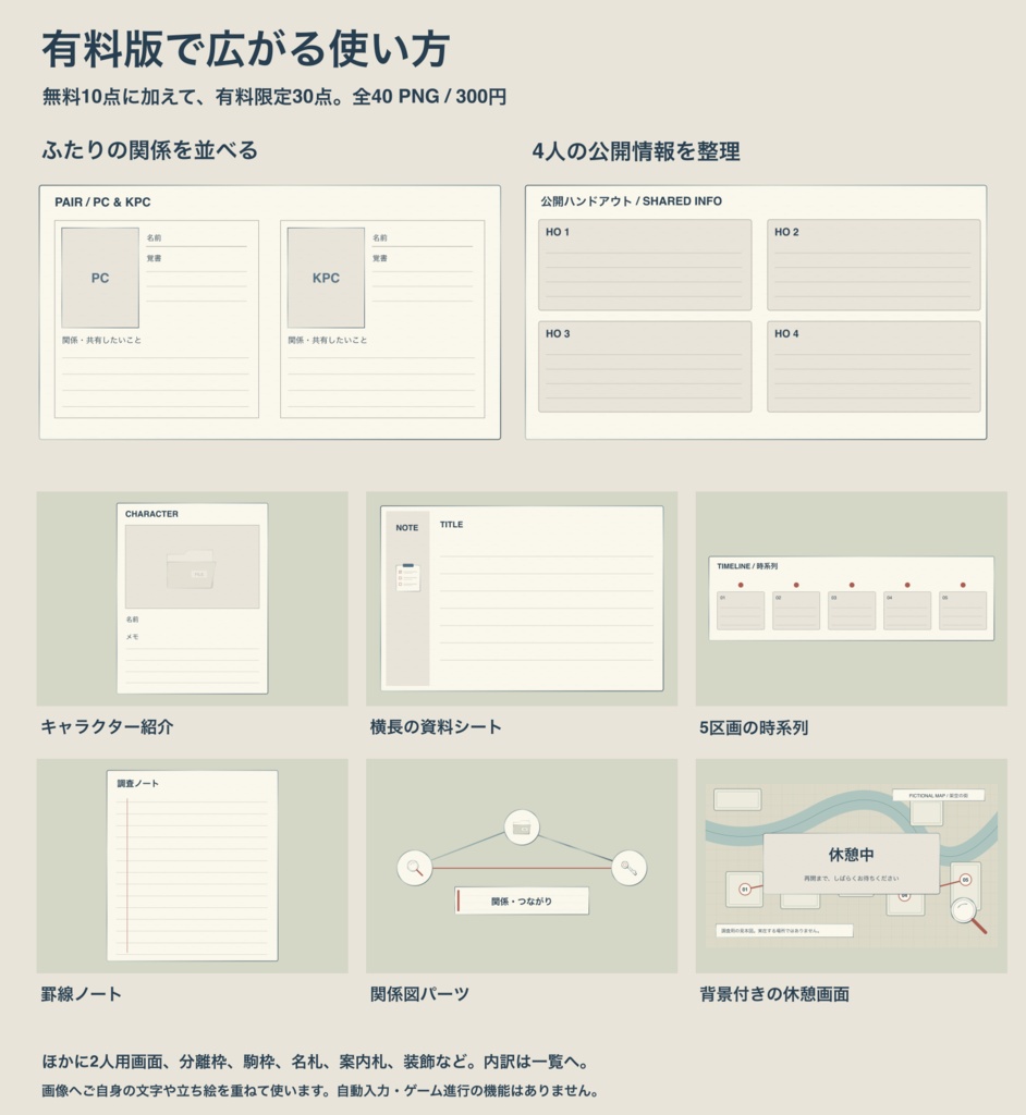 【無料10点】余白の捜査ノート|TRPG部屋素材・有料追加30点