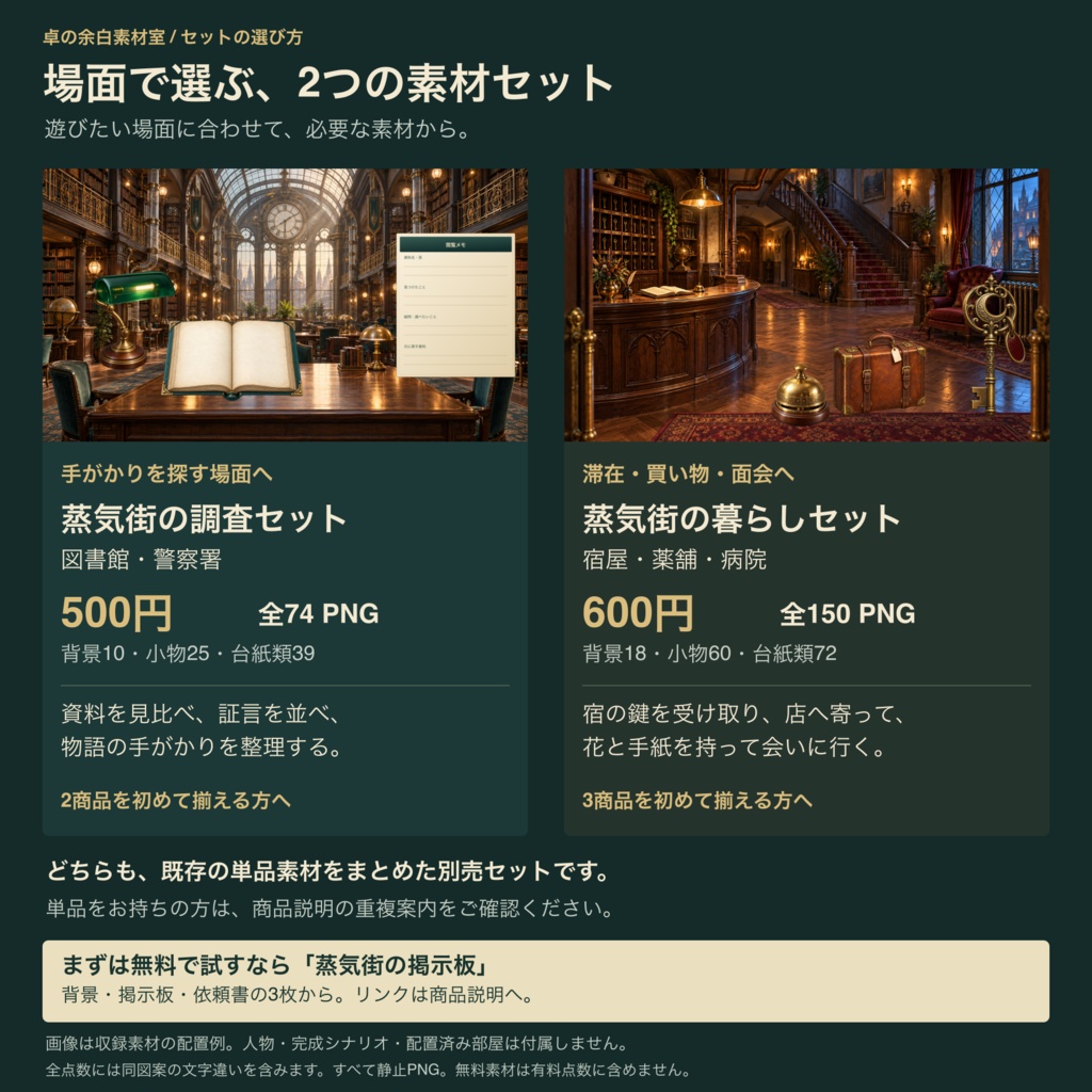 【無料】蒸気街の掲示板・依頼書メーカー|ココフォリア素材27 PNG+WANTED・求人広告