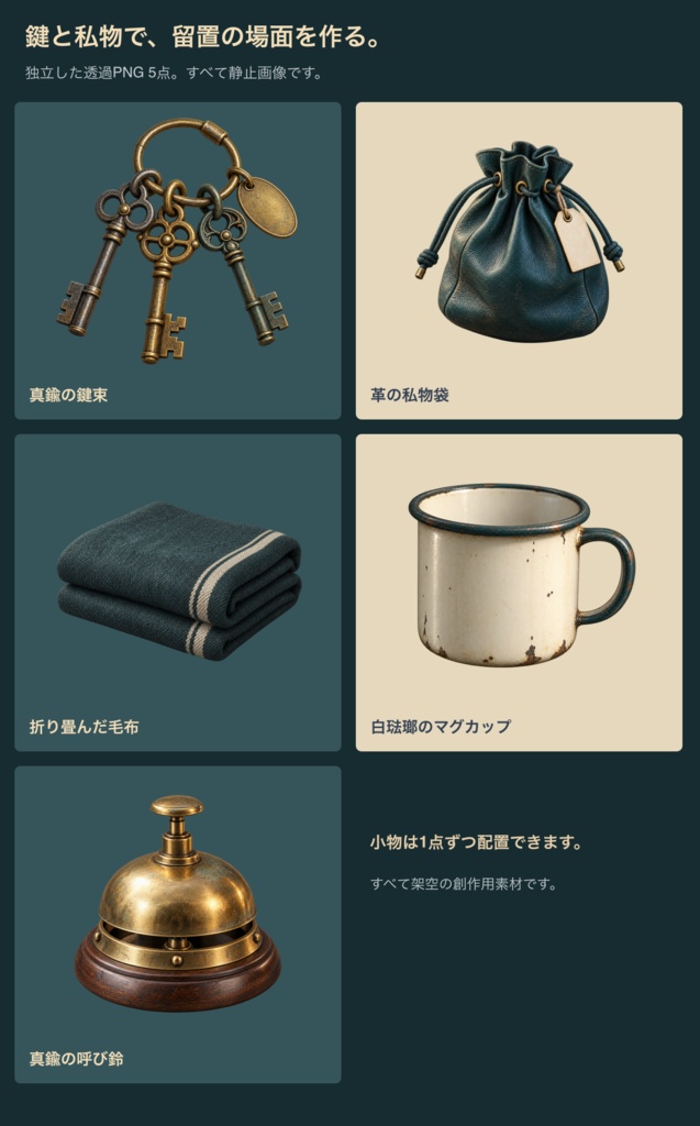 蒸気街の留置所|背景3枚+面会小物・台紙12点|全15 PNG