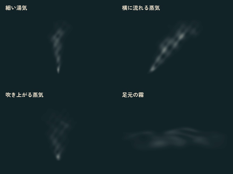 【無料サンプルあり】蒸気街の湯気と霧|重ねる透過APNG・4つの動き×2濃度