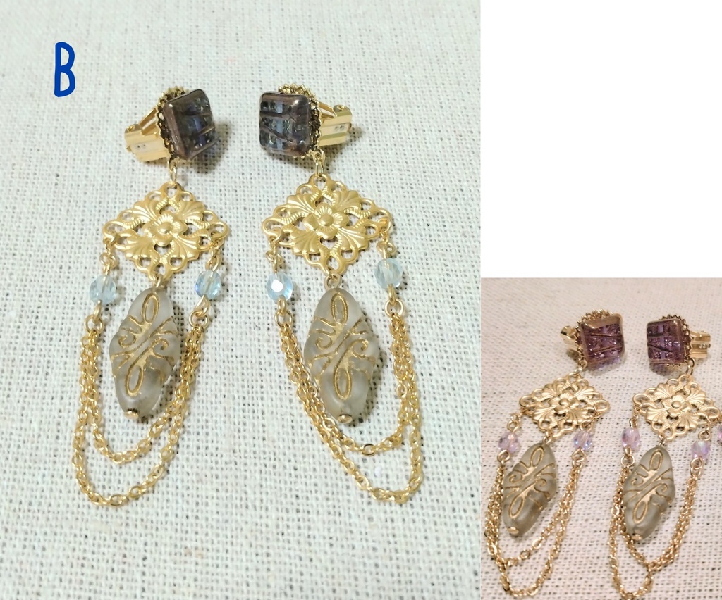 【arteVarie106】テーブルカットビーズのイヤリング