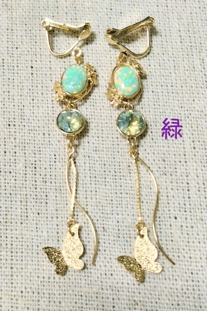 【arteVarie135】人工オパールの春色イヤリング