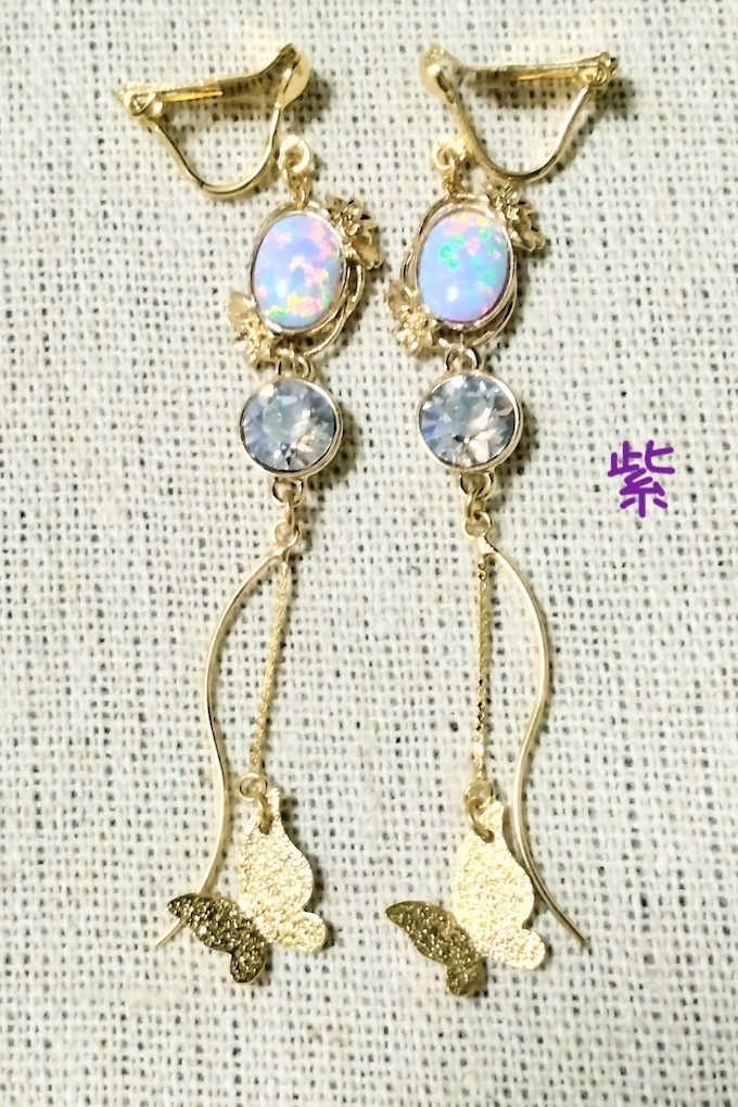 【arteVarie135】人工オパールの春色イヤリング