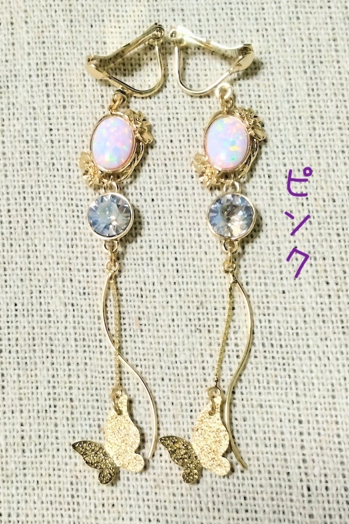 【arteVarie135】人工オパールの春色イヤリング