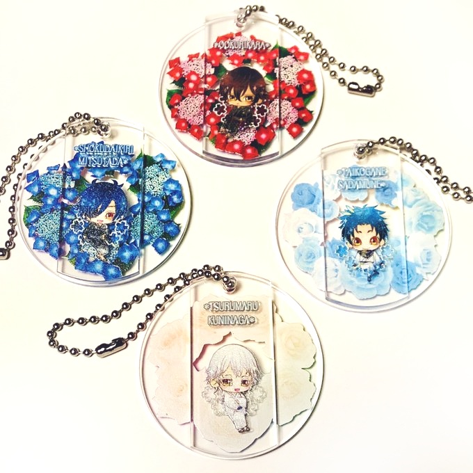 花の環アクキー 紫陽花・薔薇各11色(送料込)