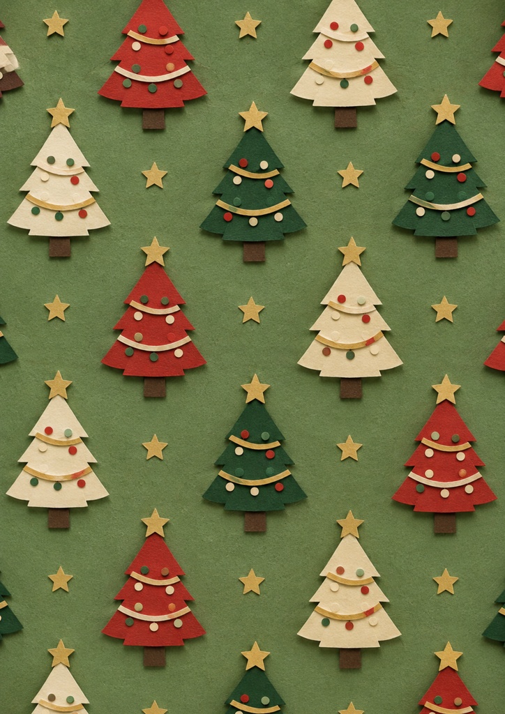 クリスマス デジタルペーパー 6枚セット Vol.5|セージグリーン・北欧風・切り紙デザイン