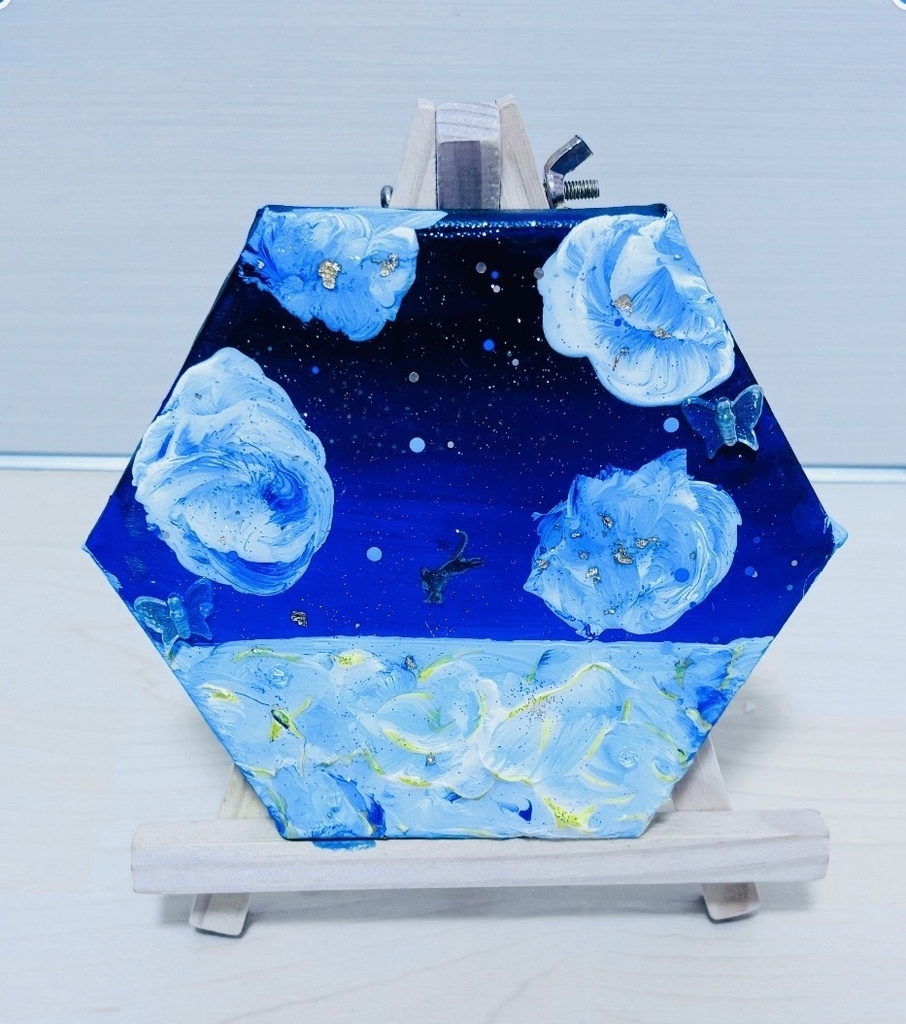 「夜の魔法」アクリル絵の具、レジン