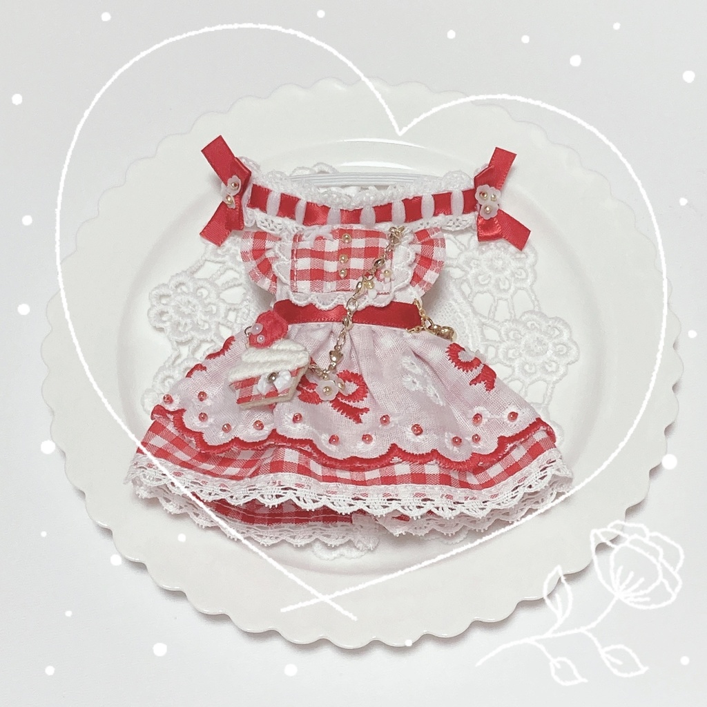 チェックリボンワンピースセット