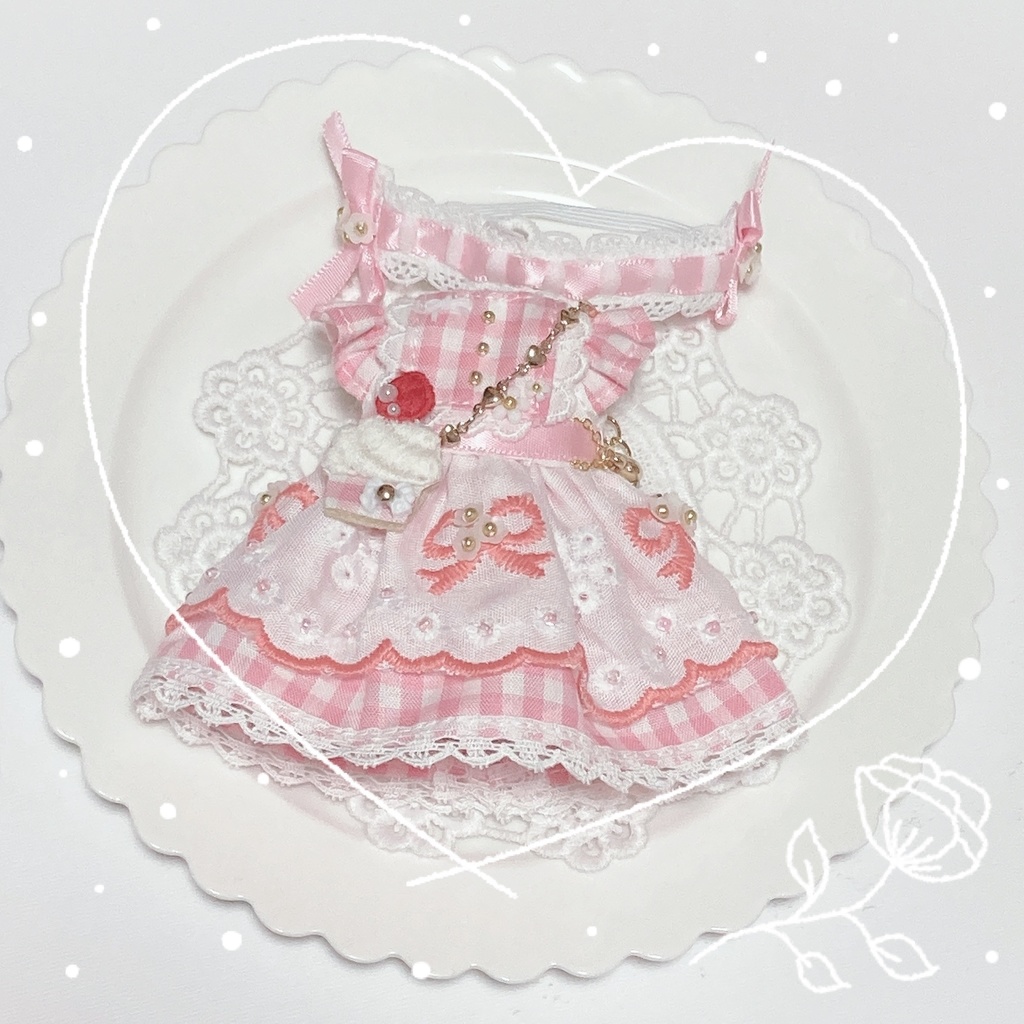 チェックリボンワンピースセット