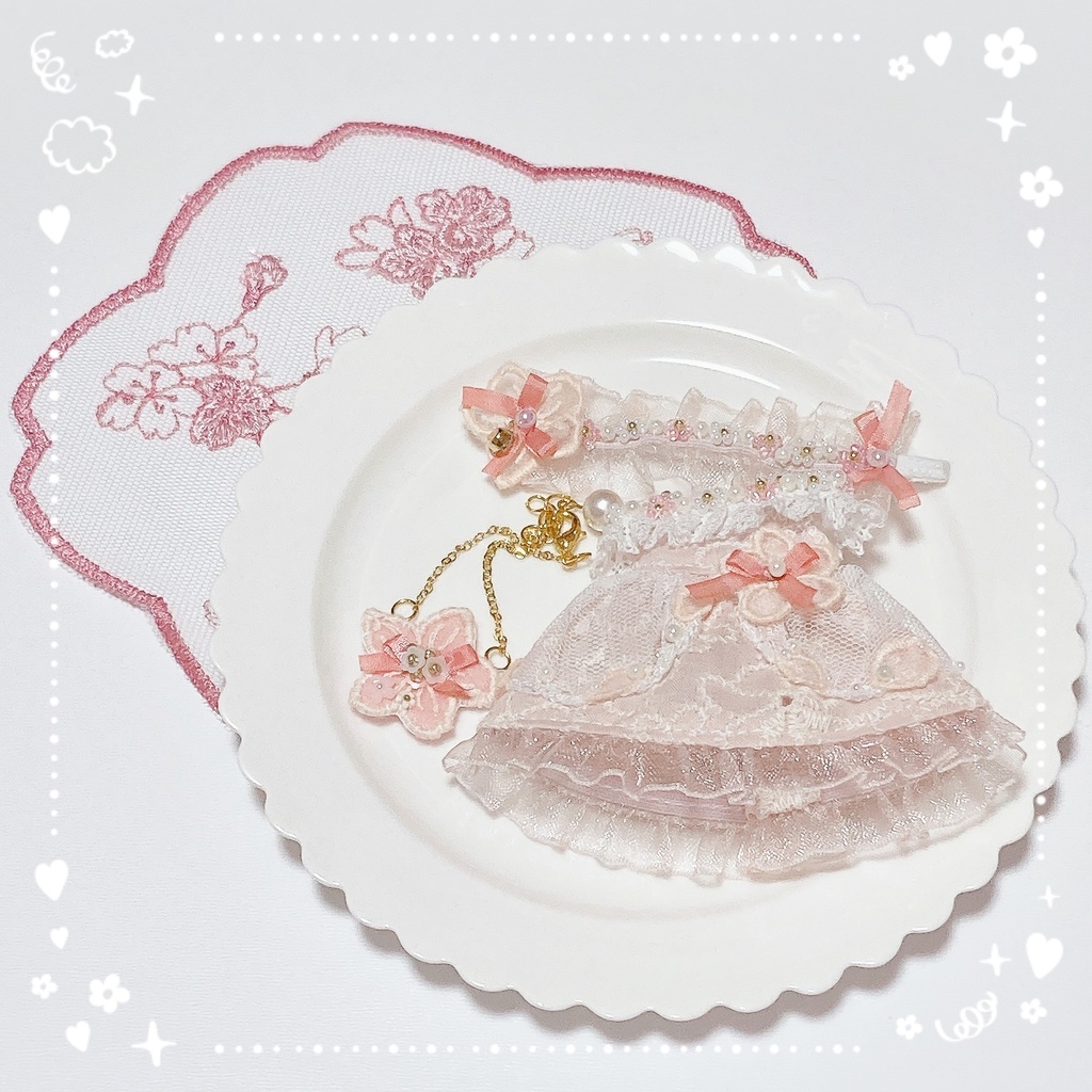 桜のオフショルワンピースセット