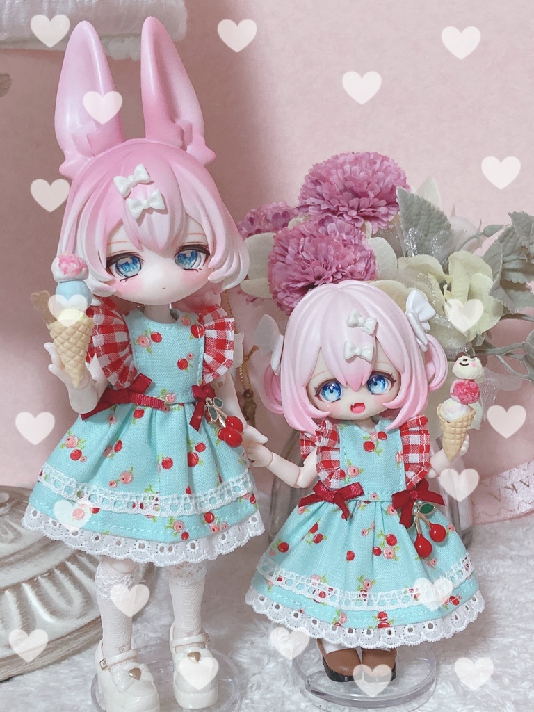 チェック×さくらんぼワンピース